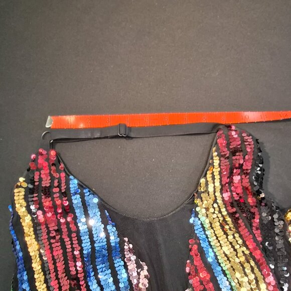 Torrid multi-color sequin stripes knee-length dress EUC fancy Torrid size 0 - Picture 11 of 16